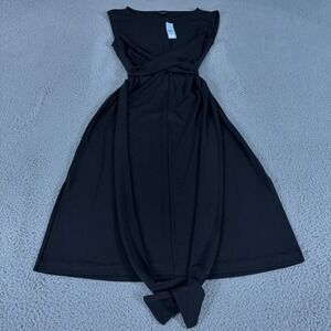 Ann Taylor Dress Womens 6 Petite Black Midi Tie Front Sleeveless Formal NEW $140